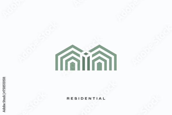 Fototapeta home vector logo concept real estate renovation modern structure architecture