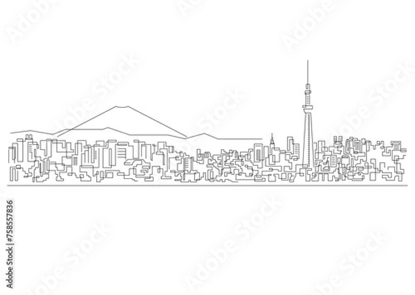 Obraz nuance_illustration_東京、日本、富士山、都市、景観	