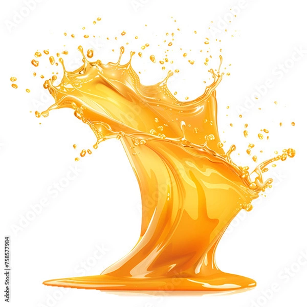 Obraz Orange juice splash. Vector fresh drink swirl