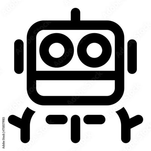 Fototapeta Robot icon in outline style. Simple bot vector illustration — pixel-perfect icon.