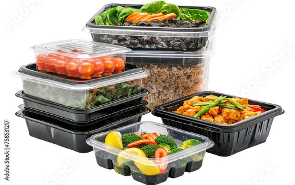 Obraz Food Packaging: Plastic Containers isolated on transparent Background