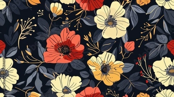 Fototapeta This seamless floral pattern is available in modern format