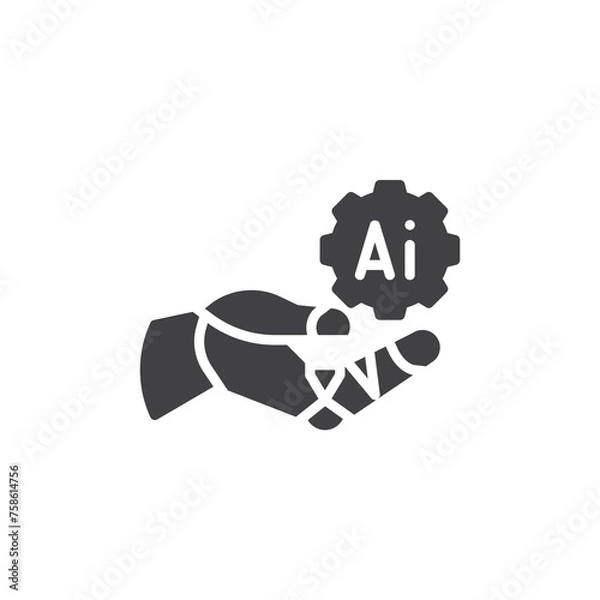 Fototapeta Robot hand and Artificial intelligence vector icon