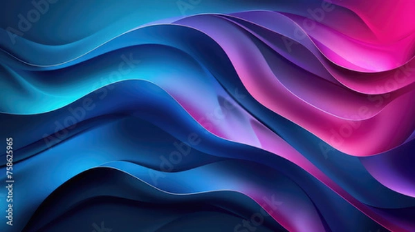 Fototapeta Abstract satin wave background in neon pink and electric blue