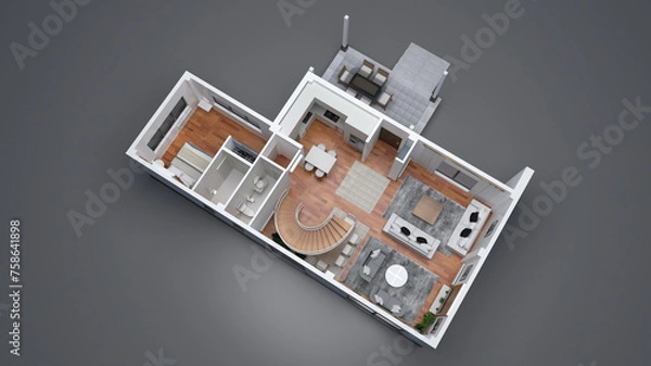 Obraz First Floor - 3D Interior Plan - View 03