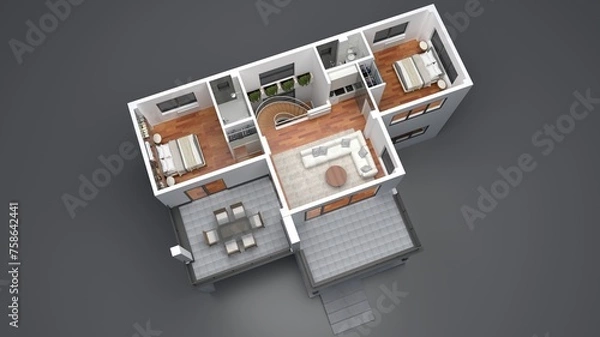 Obraz Second Floor - 3D Interior Plan - View 02