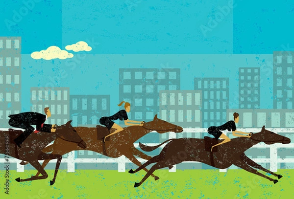 Obraz Business people horse racing