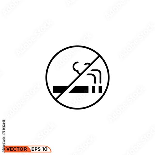 Fototapeta Smoking icon design vector graphic of template, sign and symbol