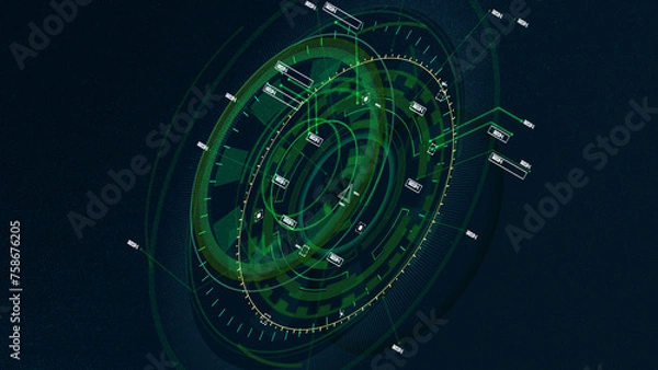 Fototapeta Sci-fi Futuristic UI FUI abstract circular element design, GUI design, Circular Machine elements, FUI screen elements, ready to use.
