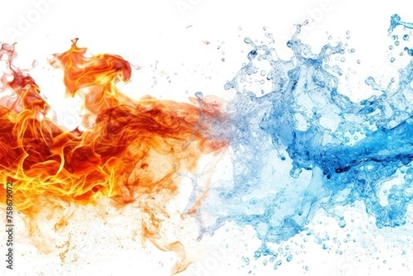 Obraz A fire and water symbol with a blue and red flame