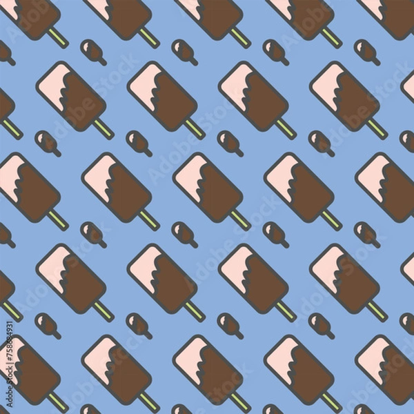 Fototapeta flat ice cream seamless pattern background vector