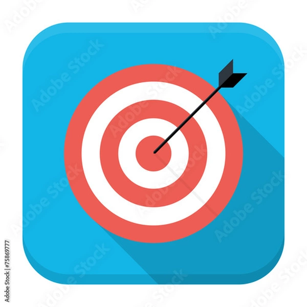 Obraz Target with arrow flat app icon with long shadow