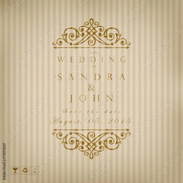 Fototapeta Wedding card or invitation with abstract floral background. Gree