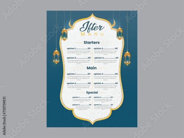 Obraz  Iftar menu design template for ramadan kareem event  .