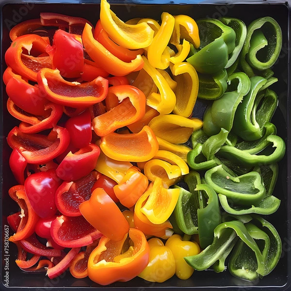 Fototapeta Picture of Red, Yellow, and Green Bell Peppers Generative AI