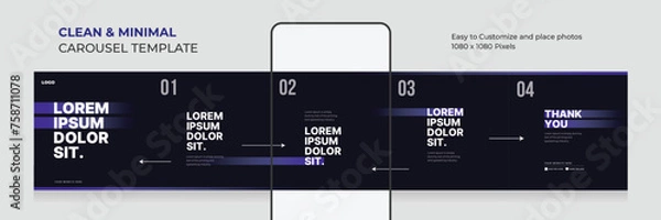 Fototapeta Social media carousel, Editable instagram carousel post, EPS vector illustration