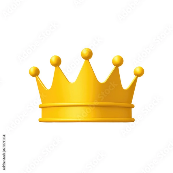 Fototapeta The gold crown a symbol of a king and a queen. A luxury golden crown icon on a transparent background.