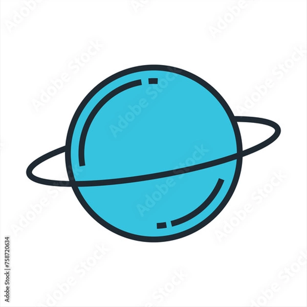 Fototapeta Planet line and fill style icon of Space futuristic cosmos outside universe astronomy adventure and exploration theme Vector illustration