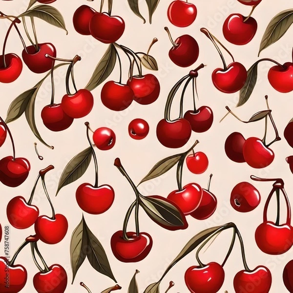 Fototapeta seamless pattern with cherries