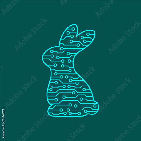 Obraz Rabbit vector. Abstract rabbit drawn from circles and lines. Easter Bunny.