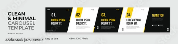 Fototapeta Social media carousel template, microblog five page square post for Instagram and linkedin, clean, modern, minimal, design, EPS vector illustration