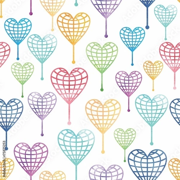 Fototapeta Seamless pattern with globe hearts