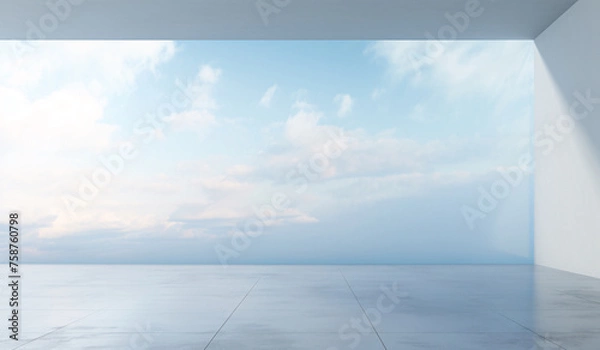 Fototapeta 3D rendering of white interior space background for product display concept illustration