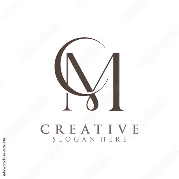 Obraz Luxury Initial CM  Monogram Text Letter Logo Design