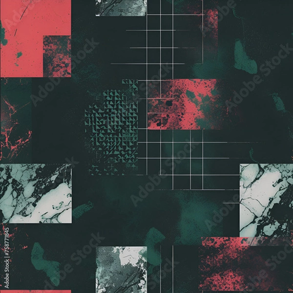 Fototapeta Abstract multicolored different textures seamless pattern. Backdrop of grunge shapes for textile, bunner