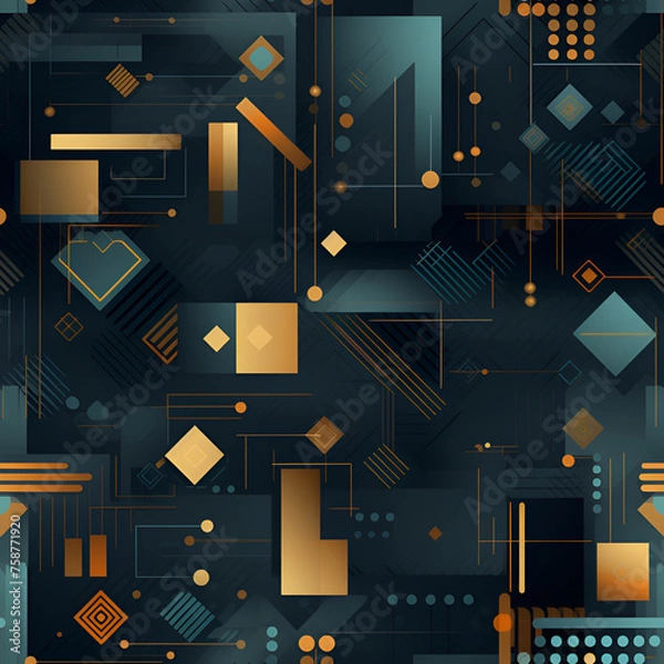 Fototapeta Abstract different textures seamless pattern. Backdrop of multicolored grunge geometry shapes