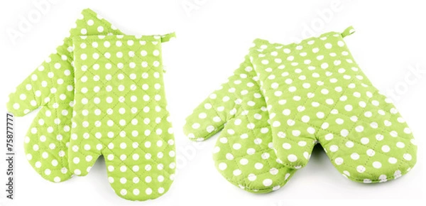 Obraz kitchen green on white dots gloves, isolated