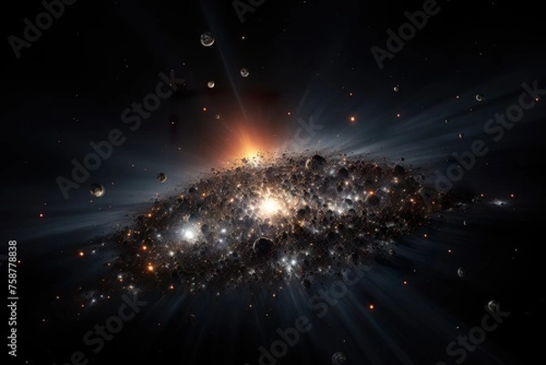 Obraz Background explosion of stars cluster takes shape in the solar system.