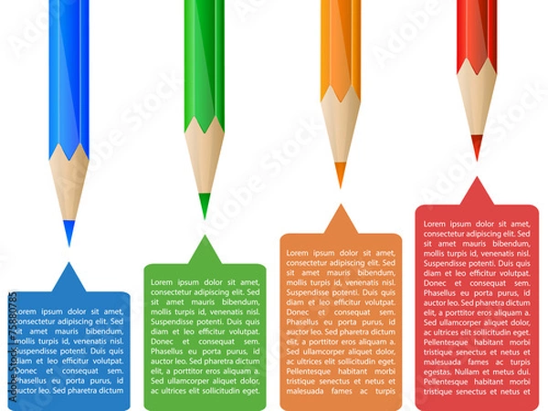 Obraz Colorful pencil infographics with tags