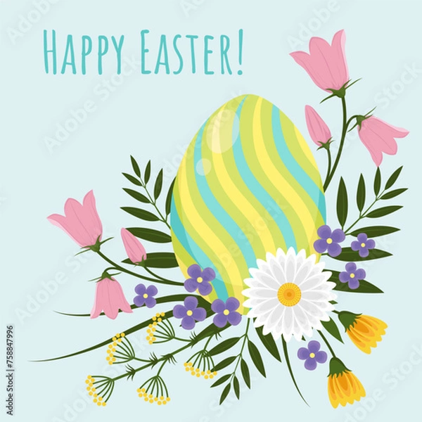Obraz Easter egg with flowers.