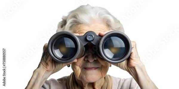 Fototapeta person with binoculars searching something