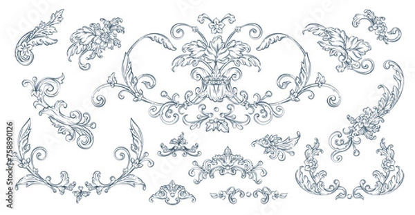 Obraz Luxury decorative vector elements set, rococo and baroque style