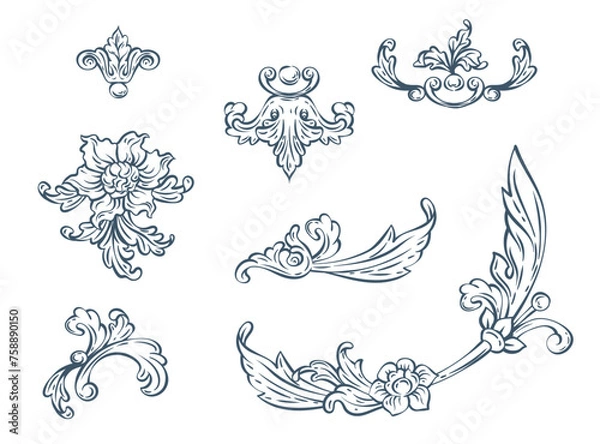 Obraz Luxury decorative vector element, baroque monogram, renaissance emblem, luxury label