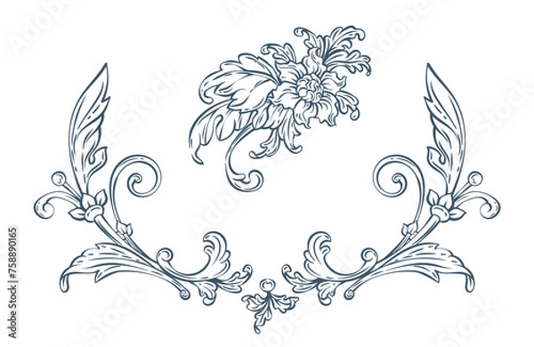 Obraz Luxury decorative vector element, baroque monogram, renaissance emblem, luxury label