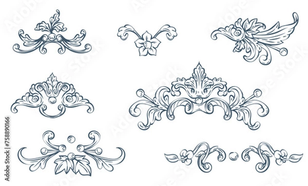 Obraz Luxury decorative vector element, baroque monogram, renaissance emblem, luxury label