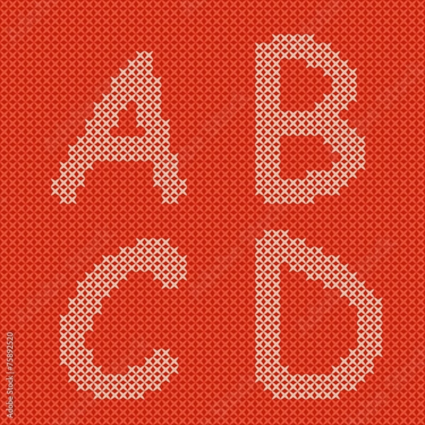 Fototapeta Vector embroidering alphabet
