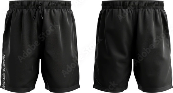 Fototapeta Essential black shorts mockup - Cut out, Transparent background