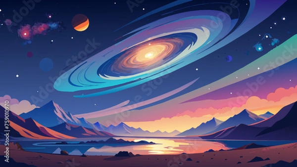 Fototapeta The universe of stars. Beautiful colorful nebula. Starry sky.
