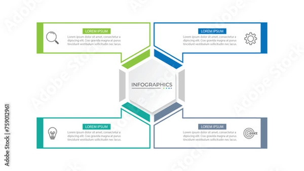 Fototapeta Vector infographic design template with 4 options or steps