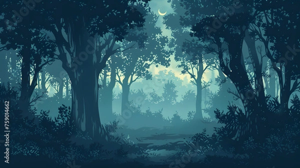 Obraz dark forest background illustration