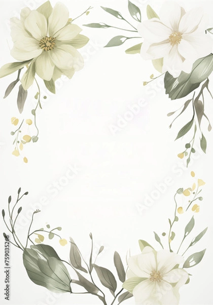 Fototapeta Wedding Invitation Card. Greeting Card. Empty Card with Flower Frame.