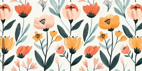 Fototapeta beautiful spring and summer flowers background