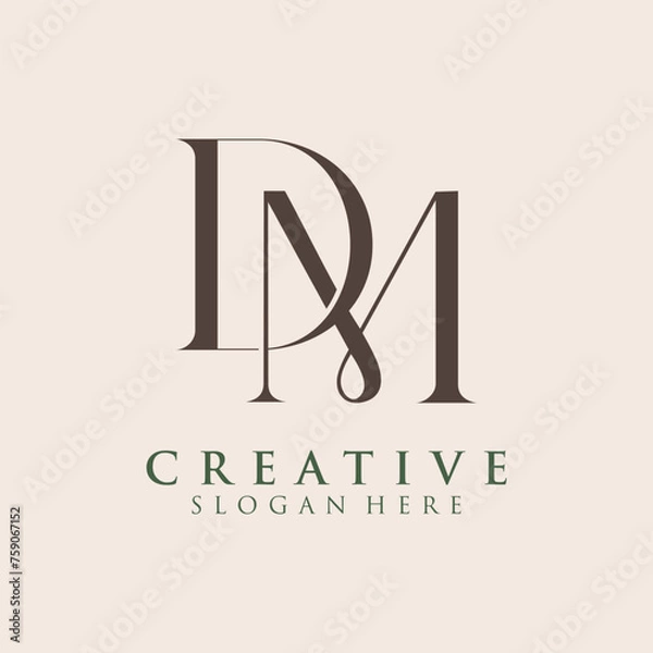 Obraz Luxury Initial DM  Monogram Text Letter Logo Design