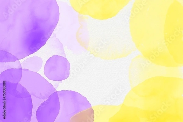Fototapeta The abstract background illustration. The effect of painting with watercolors on a grainy textured paper. Pastel shades. Multi-colored spots. Purple and yellow stains. 