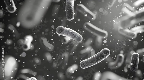 Obraz Dynamic Bacterial Universe in Monochrome