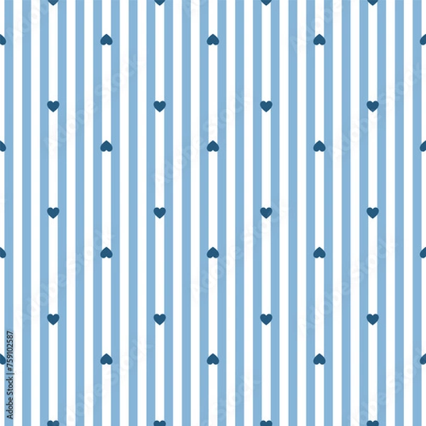 Obraz Blue hearts and stripes seamless pattern